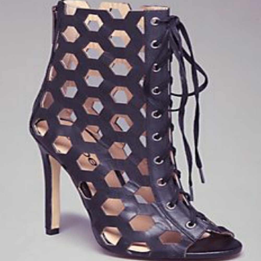 Bebe Ashli Lace up Caged booties